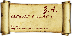 Zámbó Arszlán névjegykártya