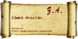 Zámbó Arszlán névjegykártya